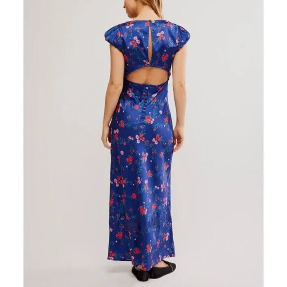 Free People Butterfly Babe Midi Dress NWT Navy Combo Size XL - Picture 4 of 15